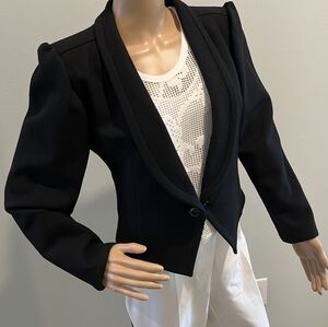 1980s Emanuel Ungaro Parellele Paris Black Wool Jacket in EUC. Size 12